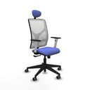 Motilla sincro malla blanca bali azul claro brazos blancos base piramidal cabecero fijo ruedas 65mm engomadas