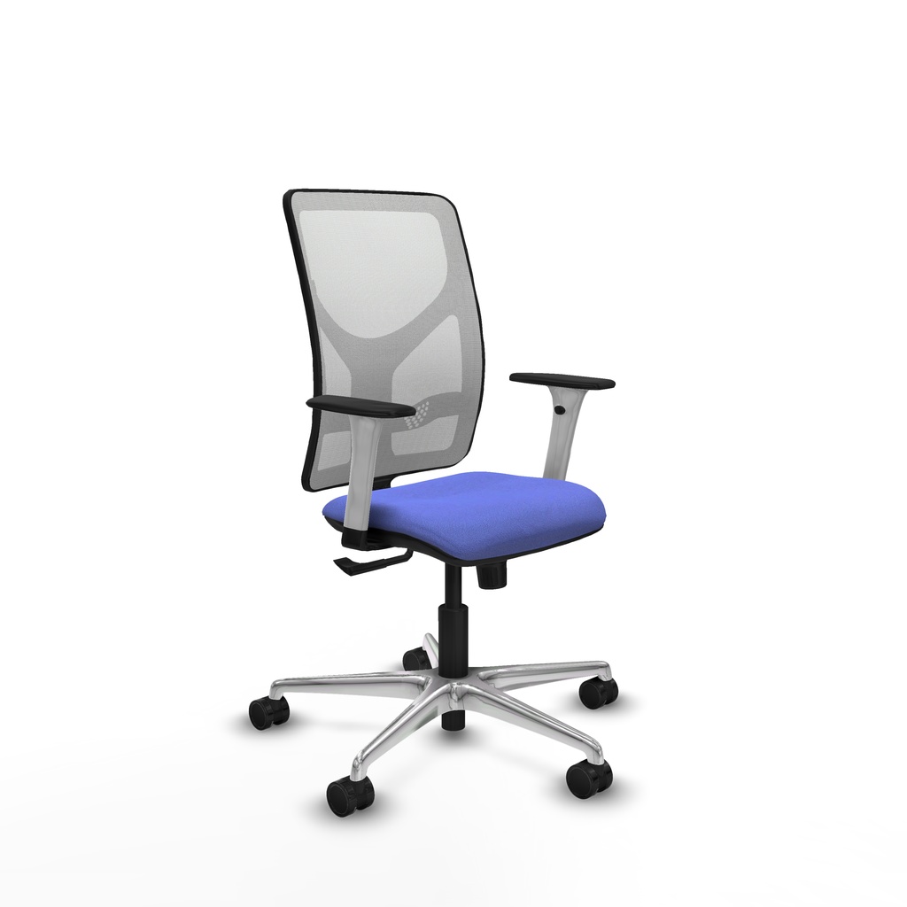 Motilla sincro malla blanca bali azul claro brazos blancos base aluminio  ruedas 65mm nailon