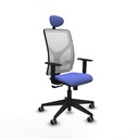 Motilla sincro malla blanca bali azul claro brazos 1D base piramidal cabecero fijo ruedas 65mm engomadas