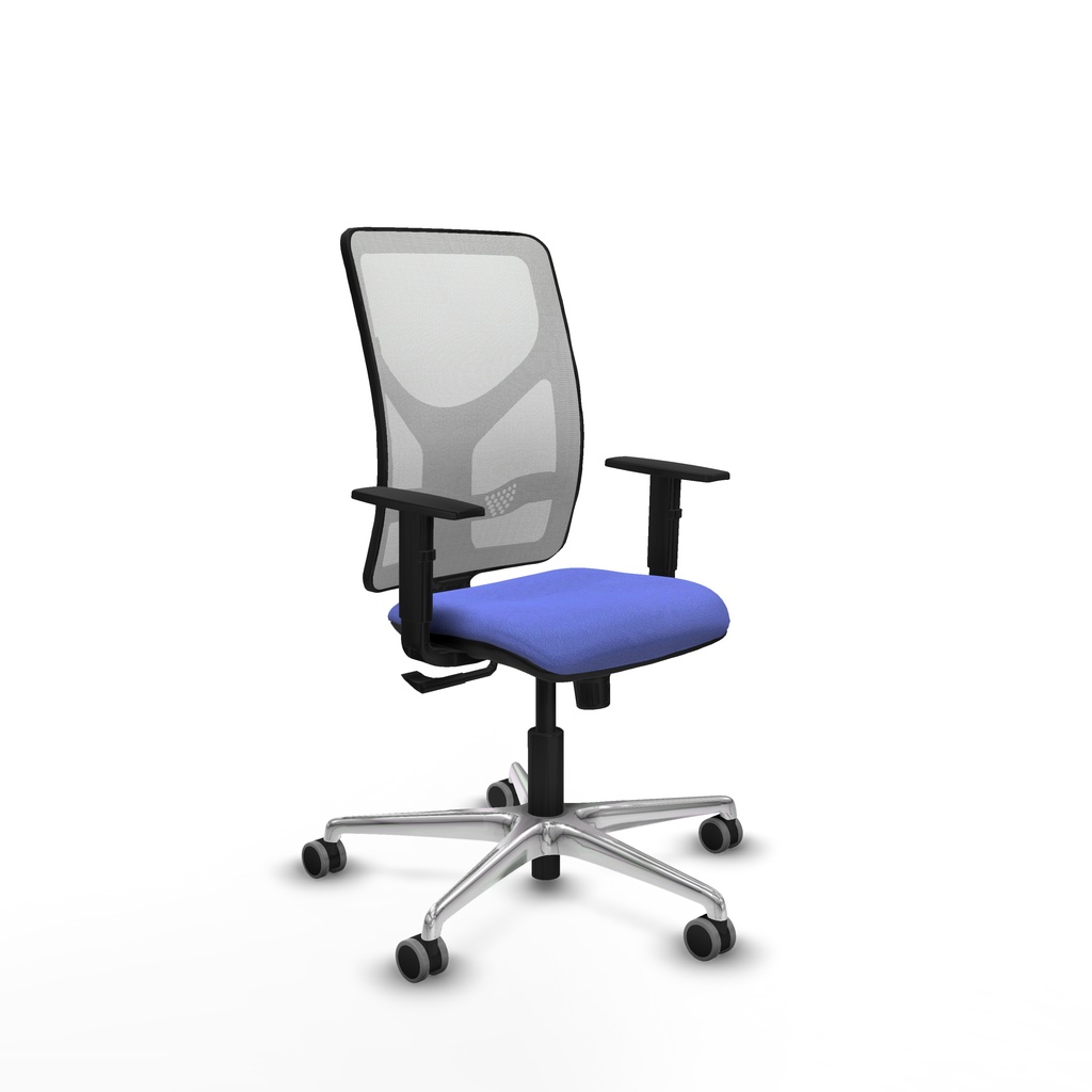 Motilla sincro malla blanca bali azul claro brazos 1D base aluminio  ruedas 65mm engomadas