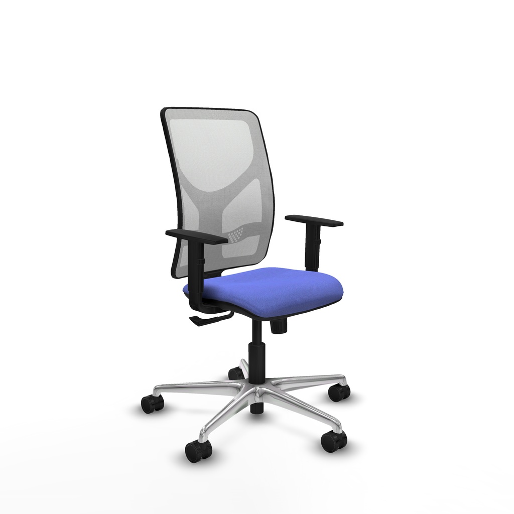 Motilla sincro malla blanca bali azul claro brazos 1D base aluminio  ruedas 65mm nailon