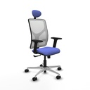 Motilla sincro malla blanca bali azul claro brazos 2D base aluminio cabecero fijo ruedas 65mm nailon