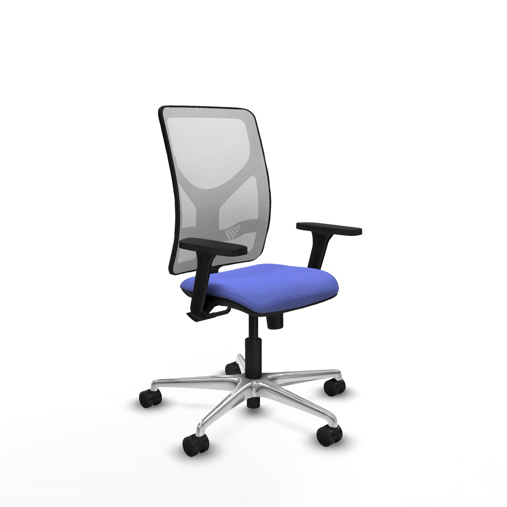 Motilla sincro malla blanca bali azul claro brazos 3D base aluminio  ruedas 65mm nailon