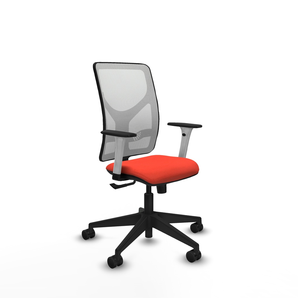 Motilla sincro malla blanca bali naranja oscuro brazos blancos base piramidal  ruedas 65mm nailon