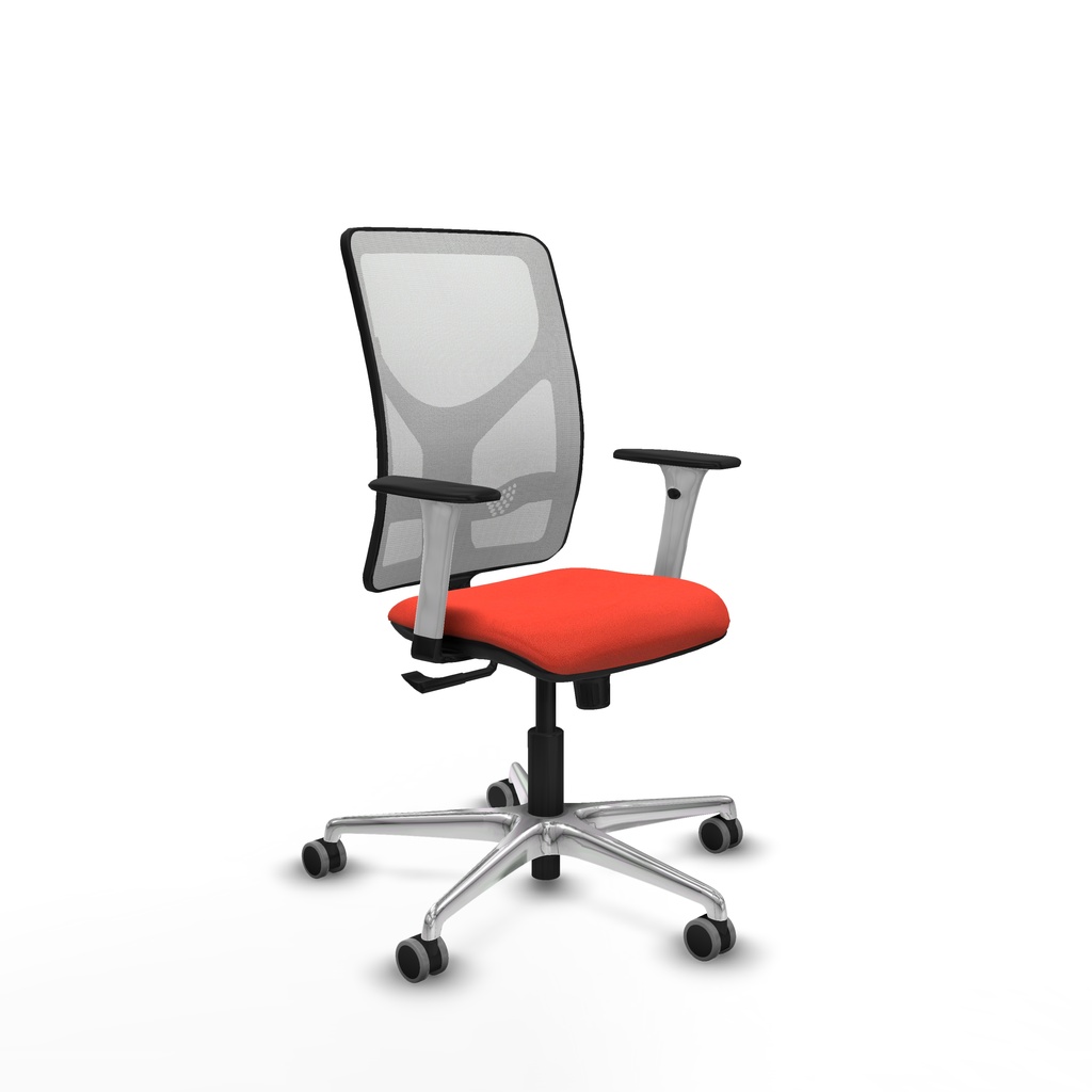 Motilla sincro malla blanca bali naranja oscuro brazos blancos base aluminio  ruedas 65mm engomadas