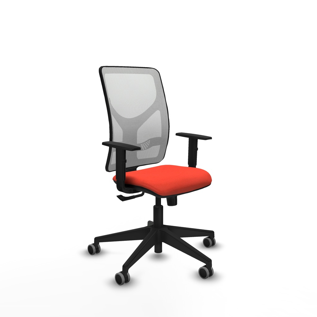 Motilla sincro malla blanca bali naranja oscuro brazos 1D base piramidal  ruedas 65mm engomadas