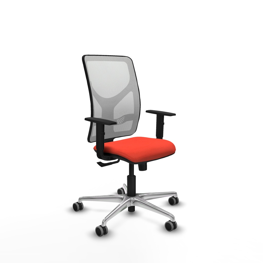Motilla sincro malla blanca bali naranja oscuro brazos 1D base aluminio  ruedas 65mm engomadas