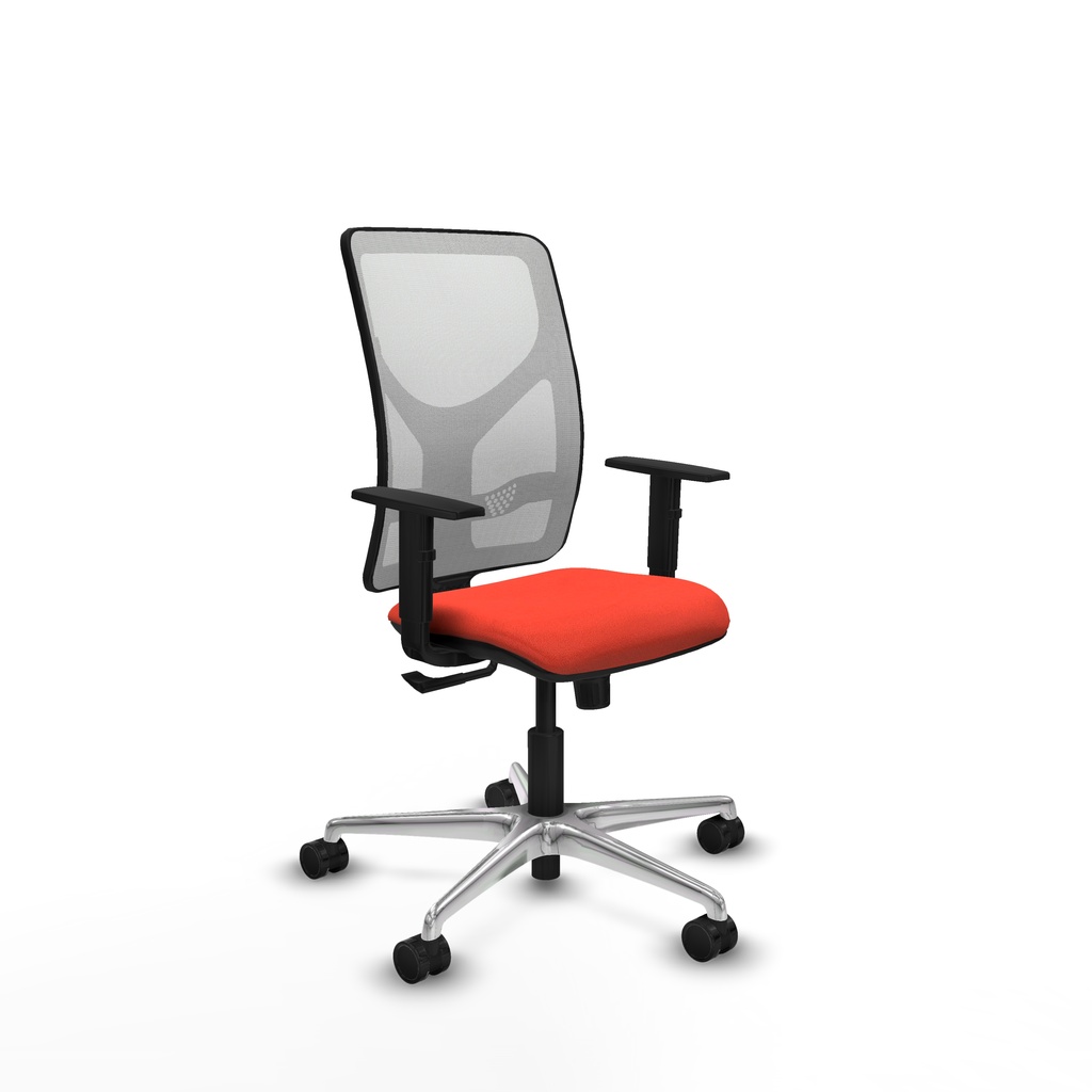 Motilla sincro malla blanca bali naranja oscuro brazos 1D base aluminio  ruedas 65mm nailon