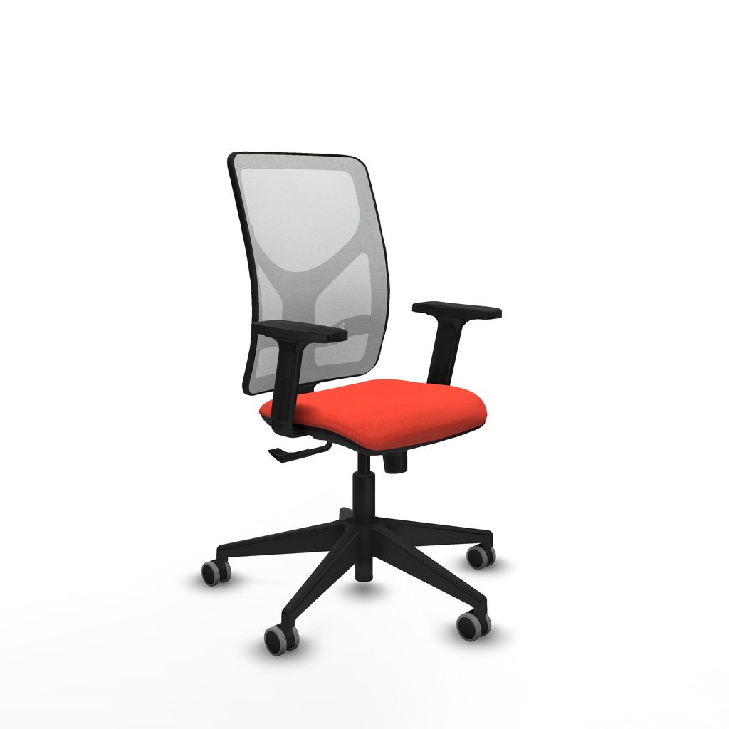 Motilla sincro malla blanca bali naranja oscuro brazos 2D base piramidal  ruedas 65mm engomadas