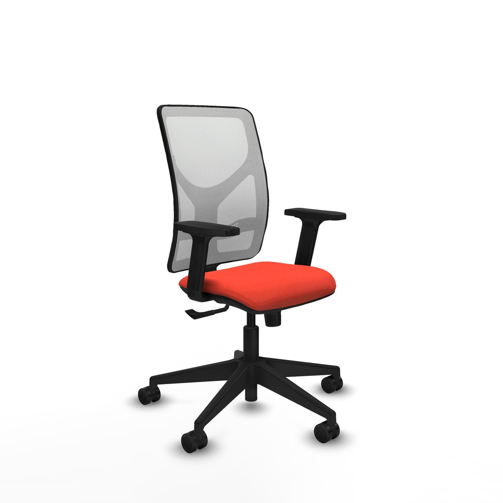 Motilla sincro malla blanca bali naranja oscuro brazos 2D base piramidal  ruedas 65mm nailon