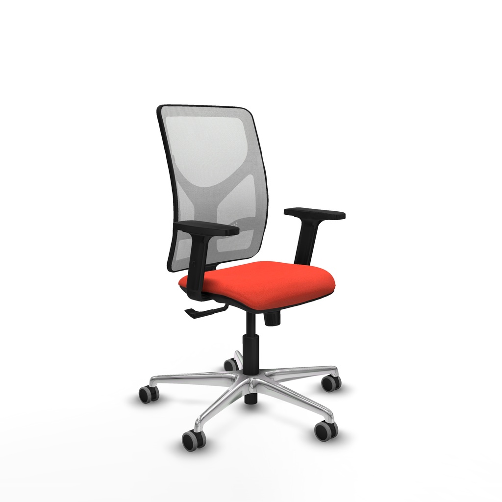 Motilla sincro malla blanca bali naranja oscuro brazos 2D base aluminio  ruedas 65mm engomadas