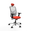 Motilla sincro malla blanca bali naranja oscuro brazos 2D base aluminio cabecero fijo ruedas 65mm nailon