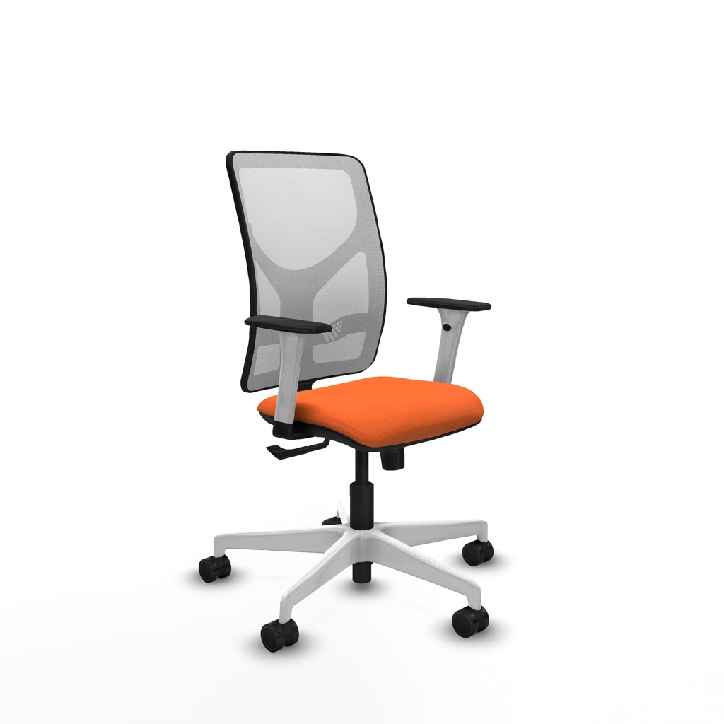 Motilla sincro malla blanca bali naranja brazos blancos base blanca  ruedas 65mm nailon