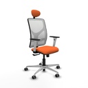 Motilla sincro malla blanca bali naranja brazos blancos base aluminio cabecero fijo ruedas 65mm engomadas