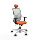 Motilla sincro malla blanca bali naranja brazos 1D base blanca cabecero fijo ruedas 65mm nailon