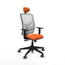 Motilla sincro malla blanca bali naranja brazos 1D base piramidal cabecero fijo ruedas 65mm engomadas