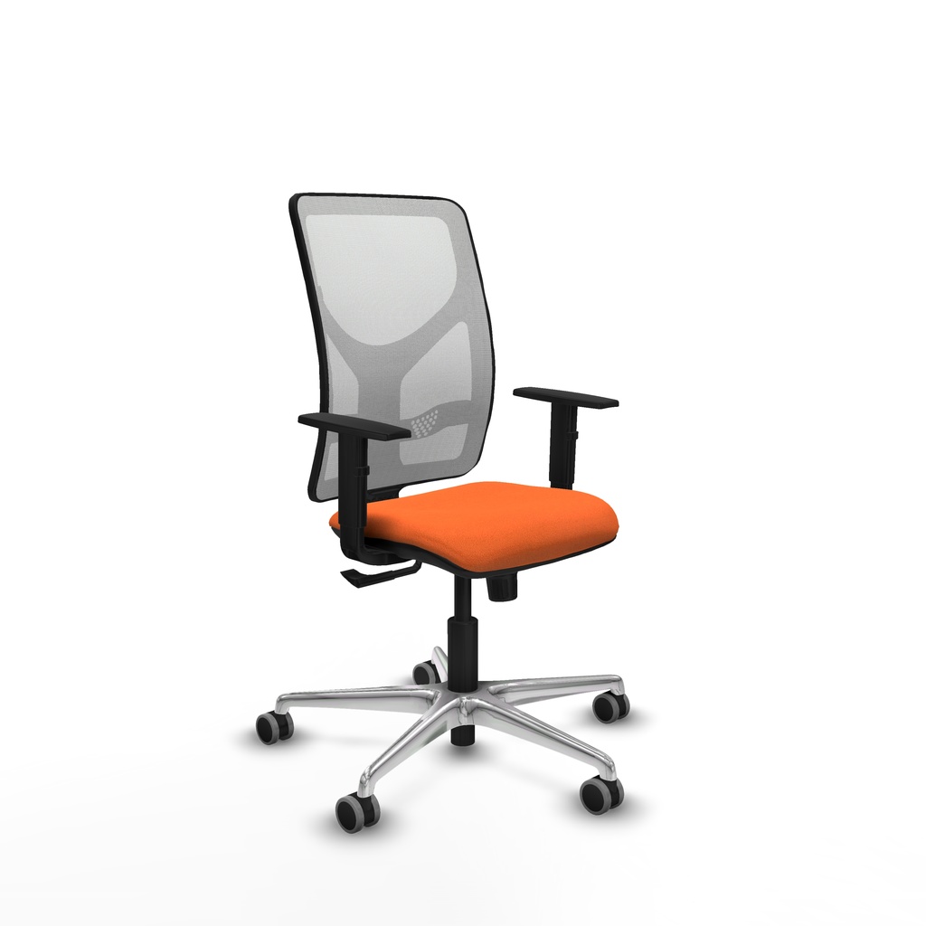 Motilla sincro malla blanca bali naranja brazos 1D base aluminio  ruedas 65mm engomadas