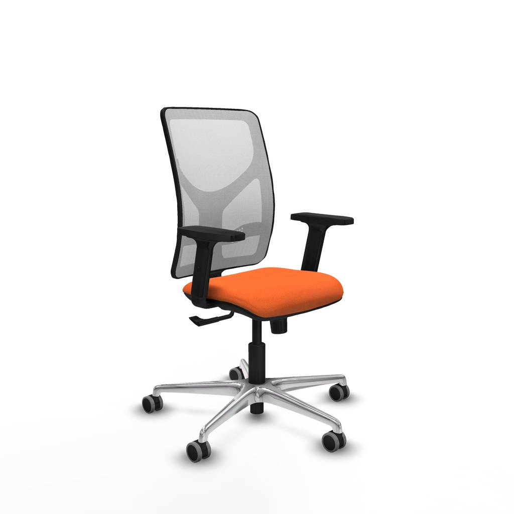 Motilla sincro malla blanca bali naranja brazos 2D base aluminio  ruedas 65mm engomadas