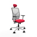 Motilla sincro malla blanca bali rojo brazos blancos base blanca cabecero fijo ruedas 65mm nailon