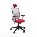 Motilla sincro malla blanca bali rojo brazos blancos base piramidal cabecero fijo ruedas 65mm engomadas