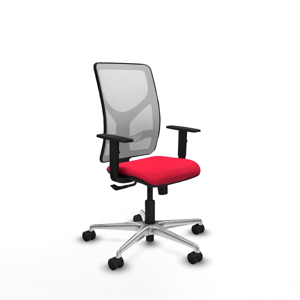 Motilla sincro malla blanca bali rojo brazos 1D base aluminio  ruedas 65mm nailon