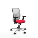 Motilla sincro malla blanca bali rojo brazos 2D base aluminio  ruedas 65mm nailon