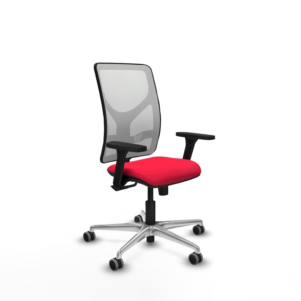 Motilla sincro malla blanca bali rojo brazos 3D base aluminio  ruedas 65mm engomadas