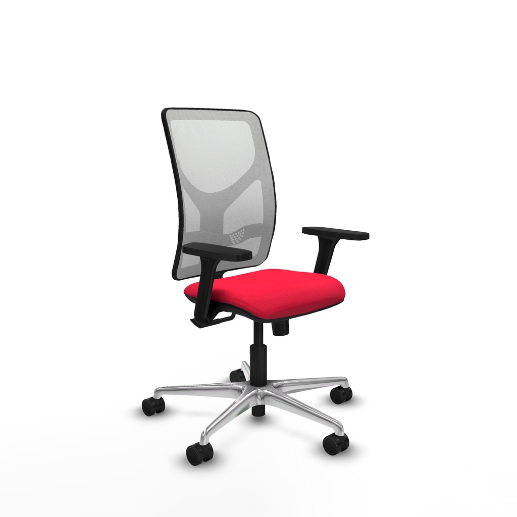Motilla sincro malla blanca bali rojo brazos 3D base aluminio  ruedas 65mm nailon