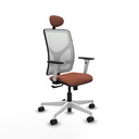 Motilla sincro malla blanca bali marrón brazos blancos base blanca cabecero fijo ruedas 65mm nailon