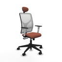 Motilla sincro malla blanca bali marrón brazos blancos base piramidal cabecero fijo ruedas 65mm nailon