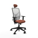 Motilla sincro malla blanca bali marrón brazos 1D base piramidal cabecero fijo ruedas 65mm nailon