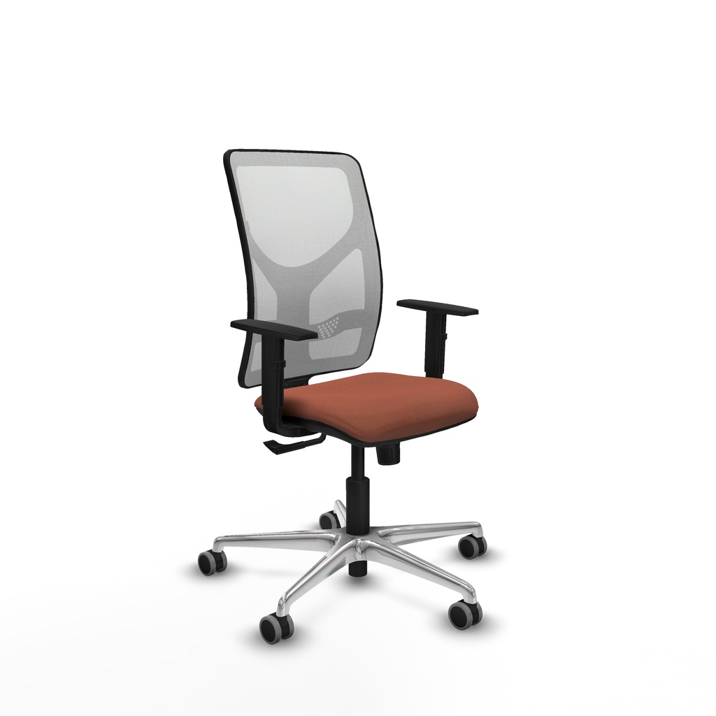 Motilla sincro malla blanca bali marrón brazos 1D base aluminio  ruedas 65mm engomadas
