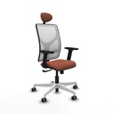Motilla sincro malla blanca bali marrón brazos 2D base blanca cabecero fijo ruedas 65mm engomadas