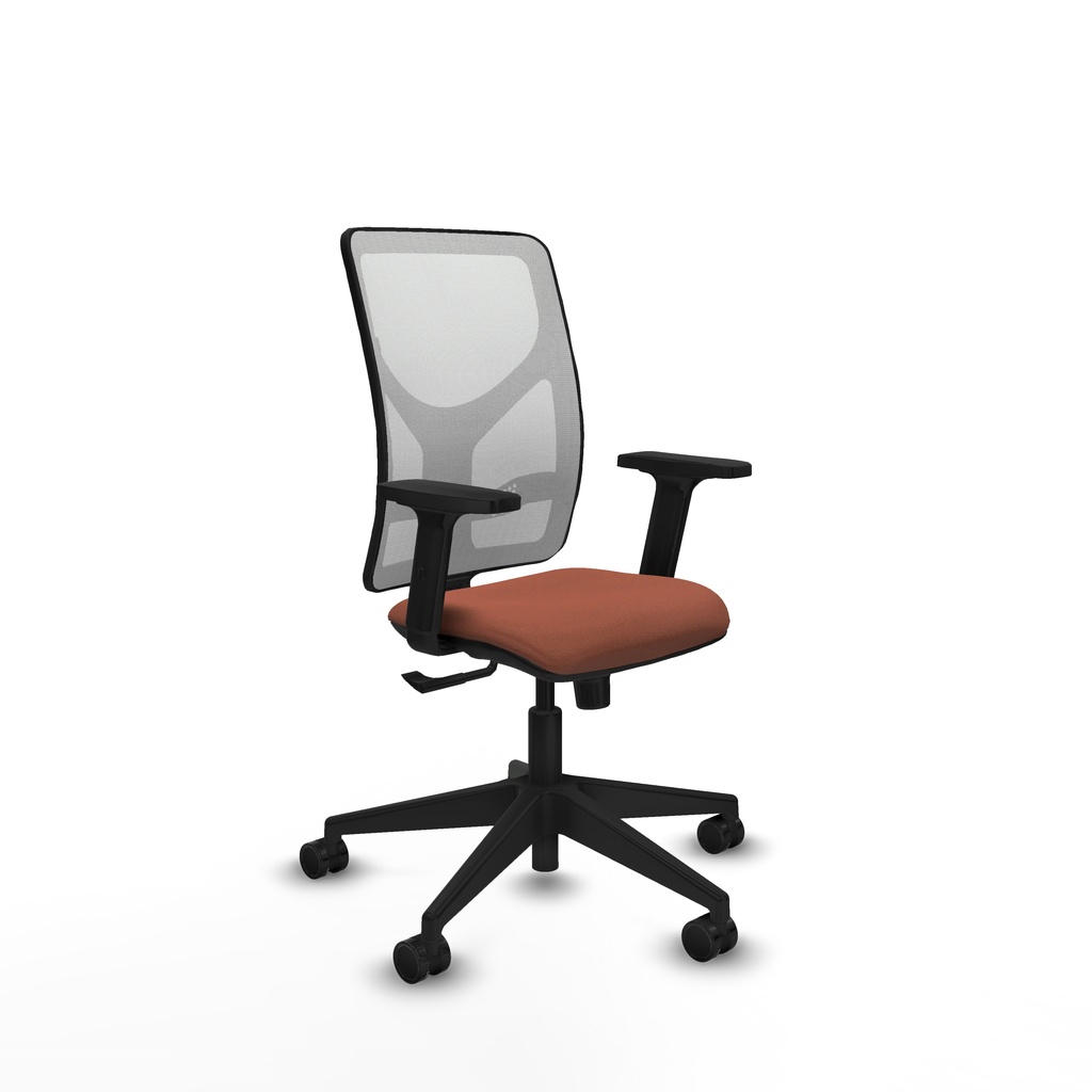 Motilla sincro malla blanca bali marrón brazos 2D base piramidal  ruedas 65mm nailon