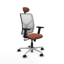 Motilla sincro malla blanca bali marrón brazos 2D base aluminio cabecero fijo ruedas 65mm nailon