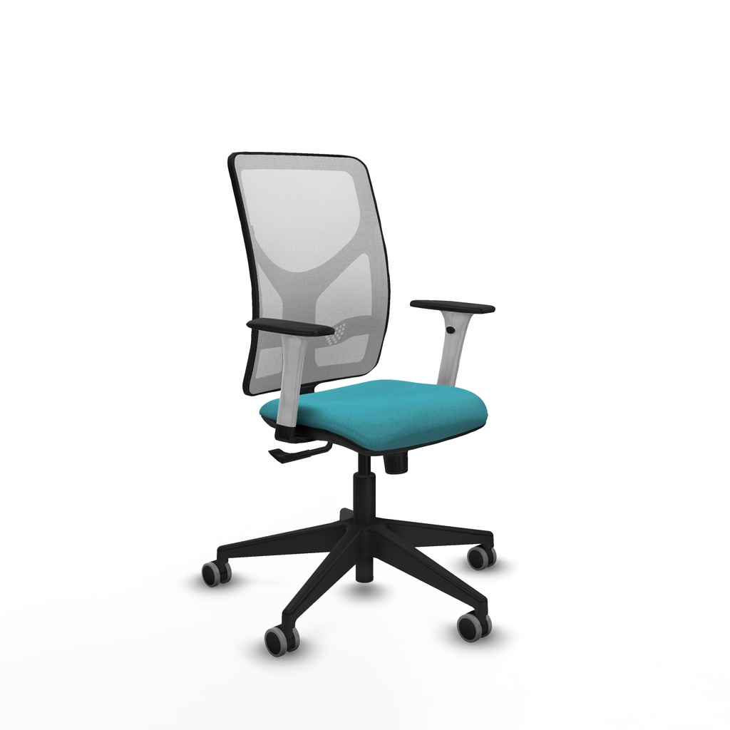 Motilla sincro malla blanca bali turquesa brazos blancos base piramidal  ruedas 65mm engomadas