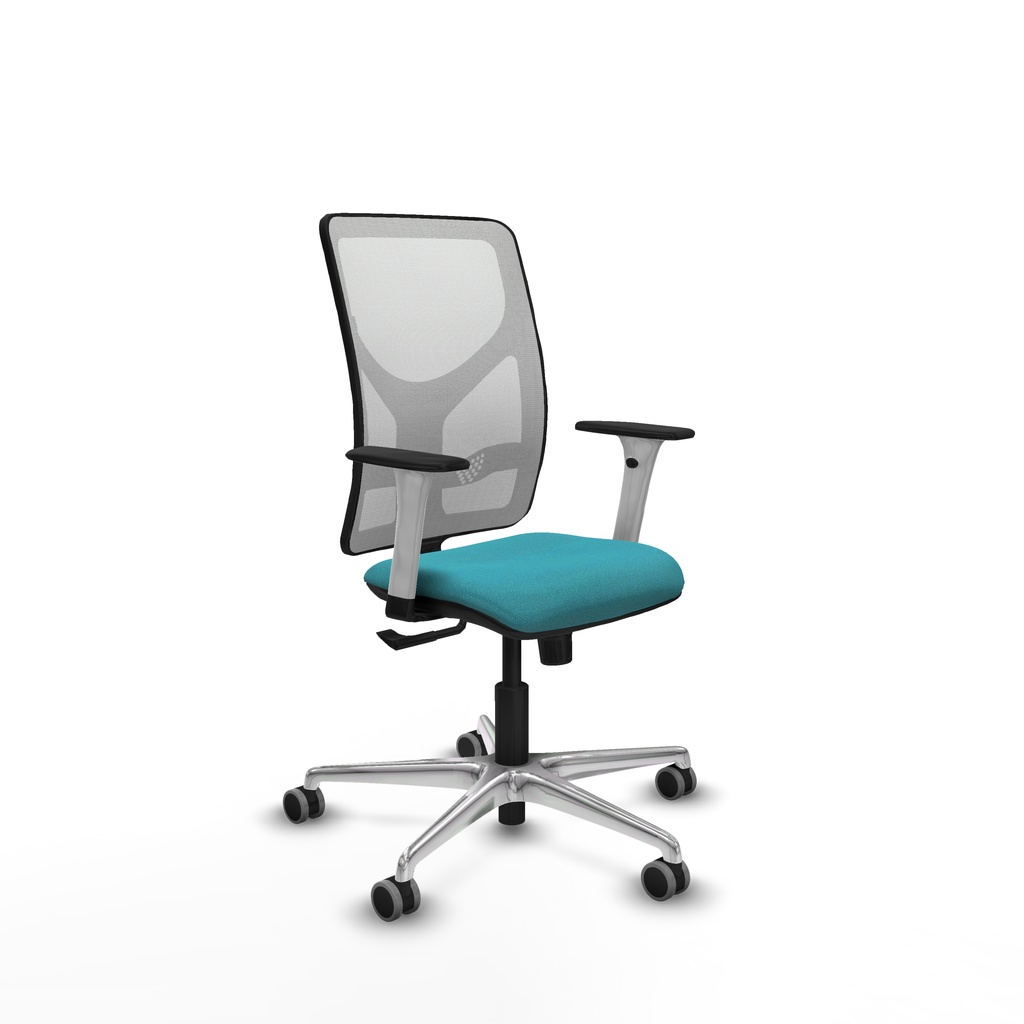 Motilla sincro malla blanca bali turquesa brazos blancos base aluminio  ruedas 65mm engomadas