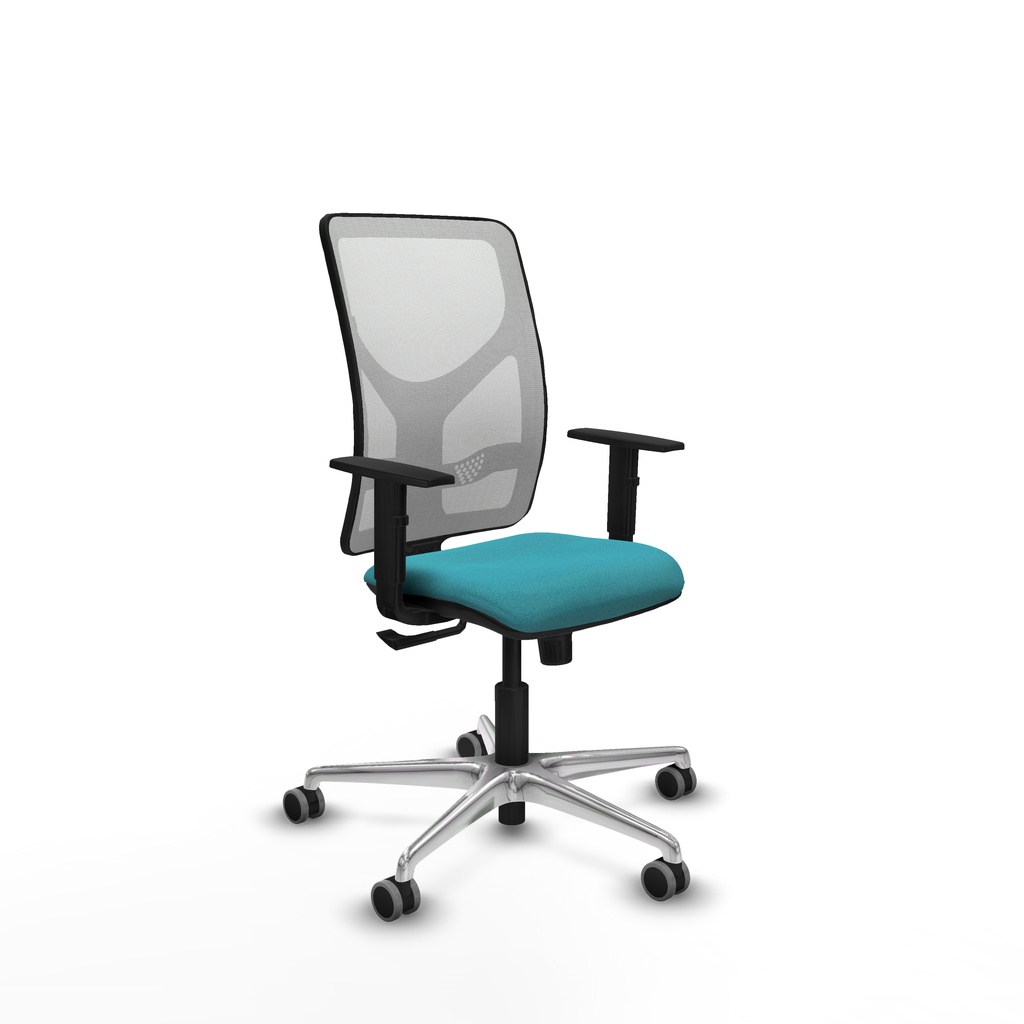 Motilla sincro malla blanca bali turquesa brazos 1D base aluminio  ruedas 65mm engomadas