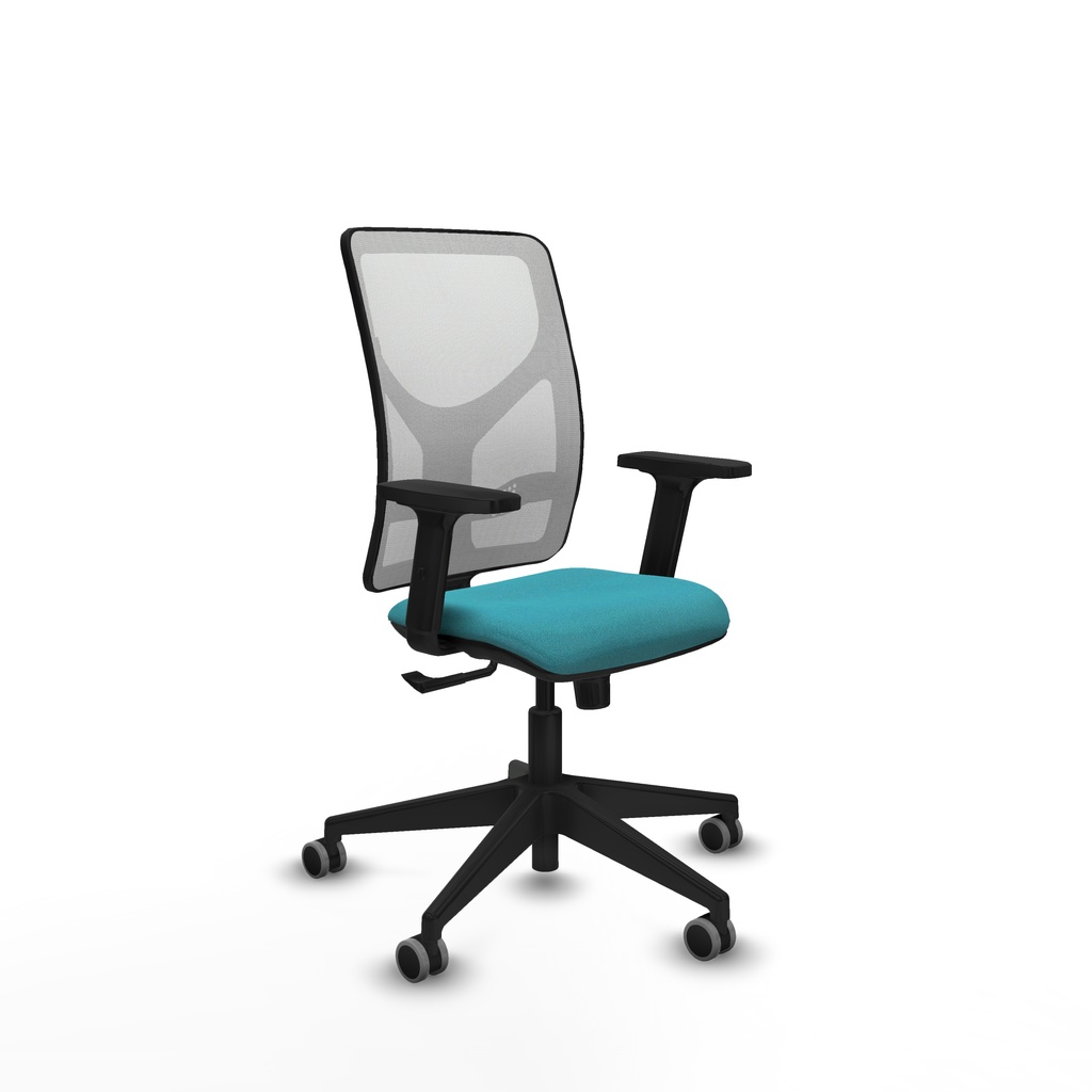 Motilla sincro malla blanca bali turquesa brazos 2D base piramidal  ruedas 65mm engomadas