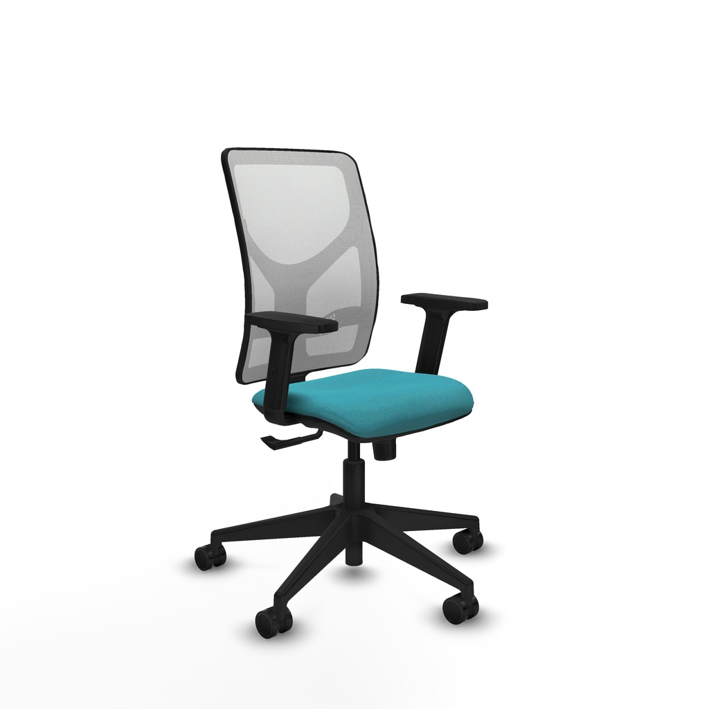 Motilla sincro malla blanca bali turquesa brazos 2D base piramidal  ruedas 65mm nailon