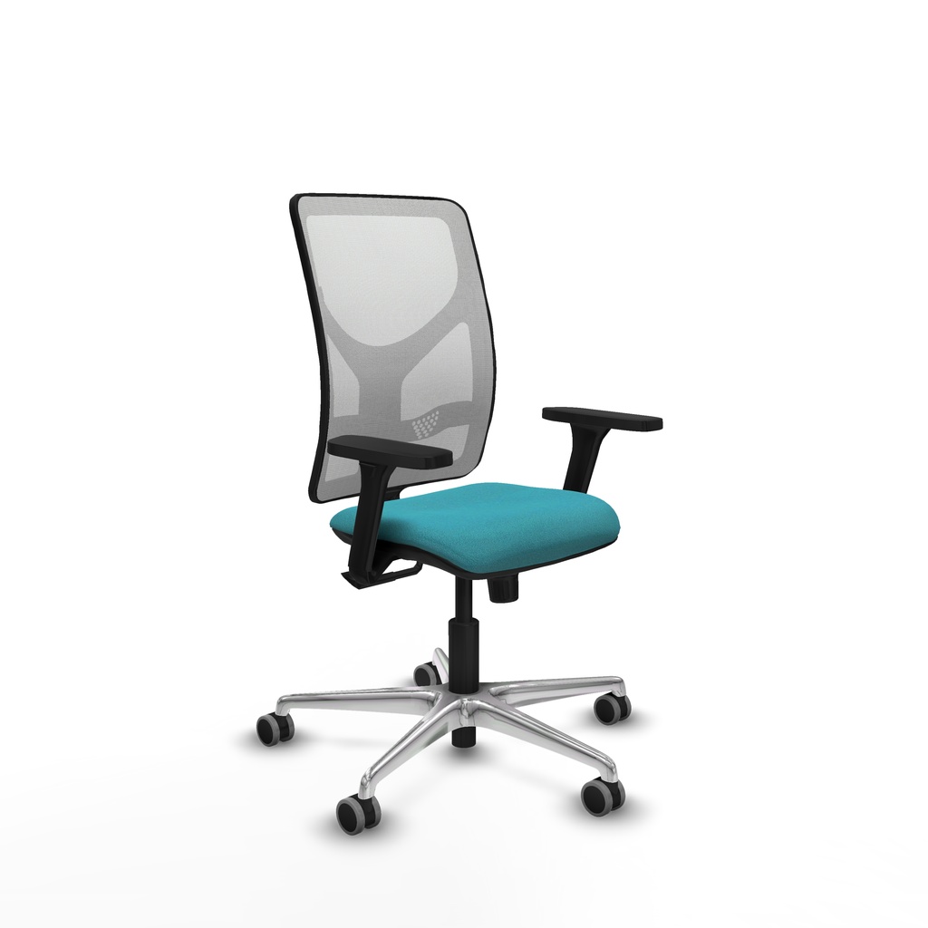 Motilla sincro malla blanca bali turquesa brazos 3D base aluminio  ruedas 65mm engomadas