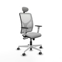Motilla sincro malla blanca bali gris claro brazos blancos base blanca cabecero fijo ruedas 65mm engomadas