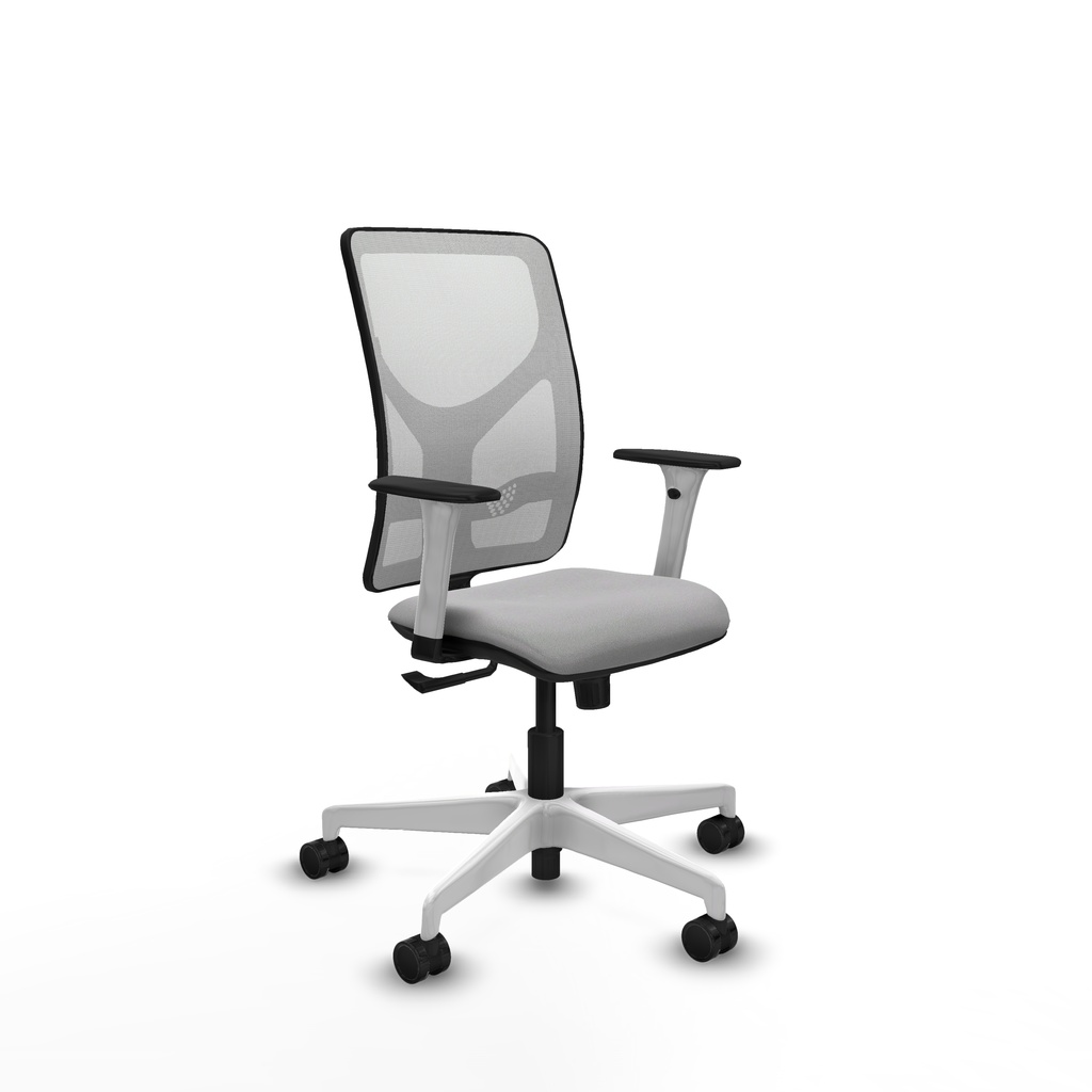 Motilla sincro malla blanca bali gris claro brazos blancos base blanca  ruedas 65mm nailon