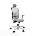 Motilla sincro malla blanca bali gris claro brazos blancos base blanca cabecero fijo ruedas 65mm nailon