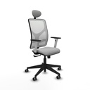 Motilla sincro malla blanca bali gris claro brazos blancos base piramidal cabecero fijo ruedas 65mm engomadas