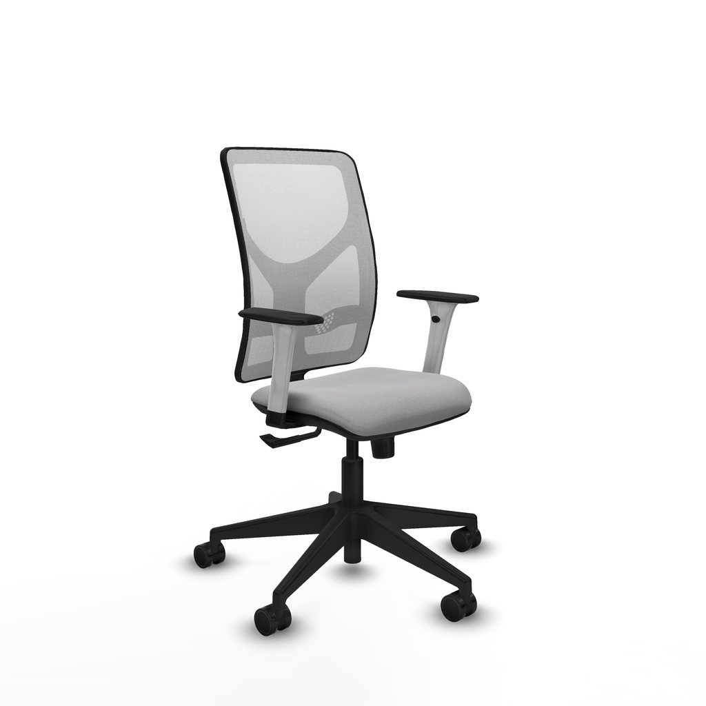 Motilla sincro malla blanca bali gris claro brazos blancos base piramidal  ruedas 65mm nailon