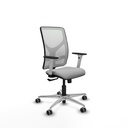 Motilla sincro malla blanca bali gris claro brazos blancos base aluminio  ruedas 65mm engomadas