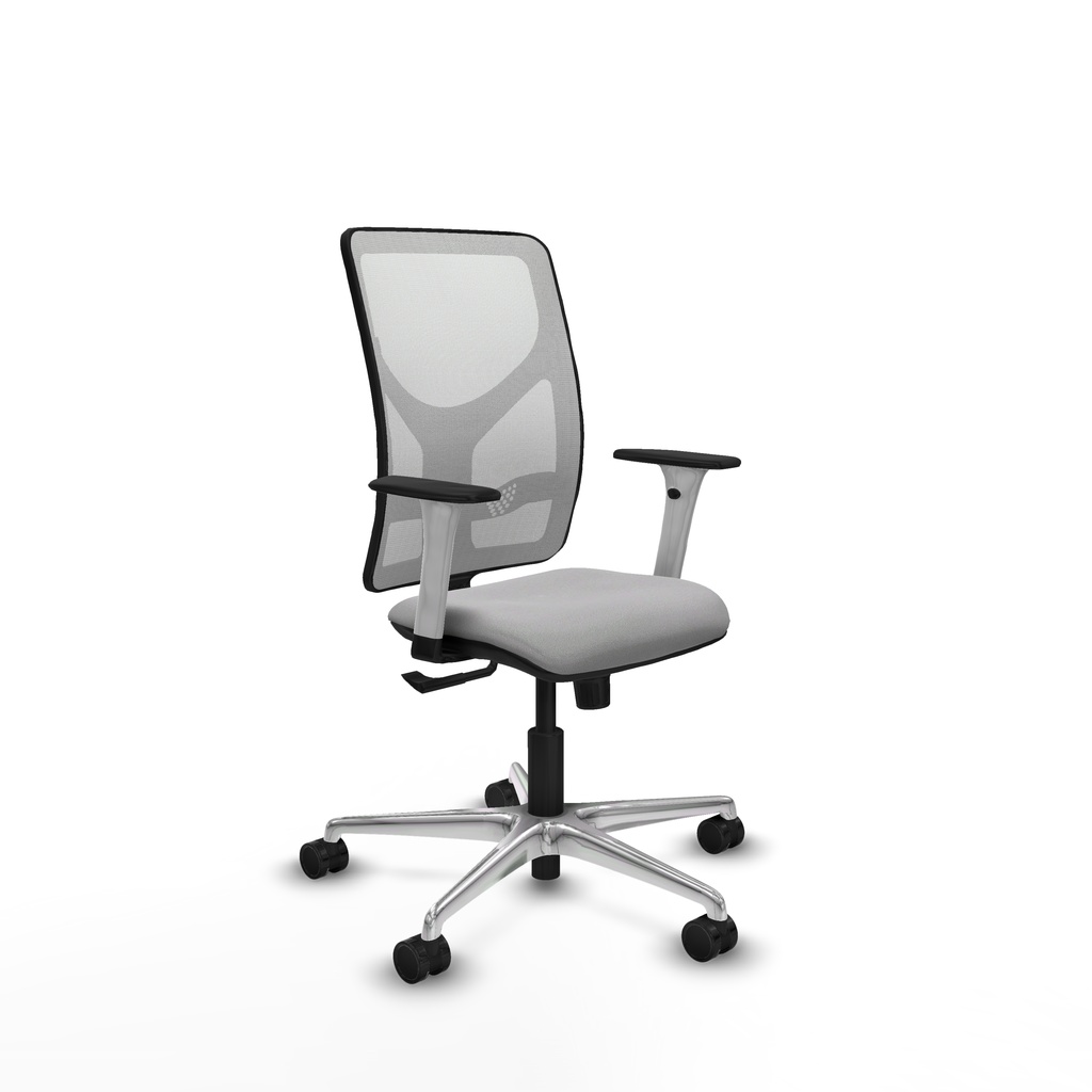 Motilla sincro malla blanca bali gris claro brazos blancos base aluminio  ruedas 65mm nailon