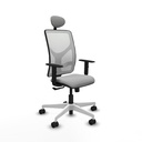 Motilla sincro malla blanca bali gris claro brazos 1D base blanca cabecero fijo ruedas 65mm nailon