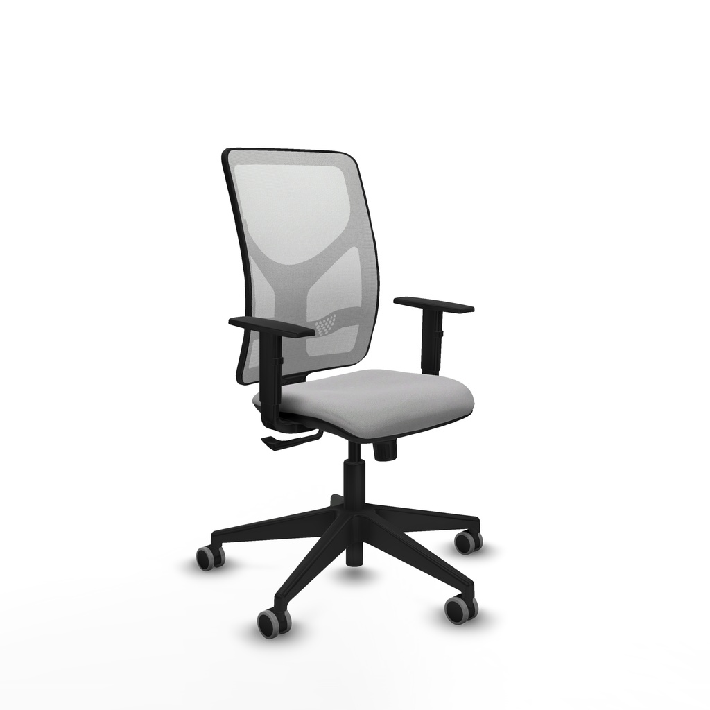 Motilla sincro malla blanca bali gris claro brazos 1D base piramidal  ruedas 65mm engomadas